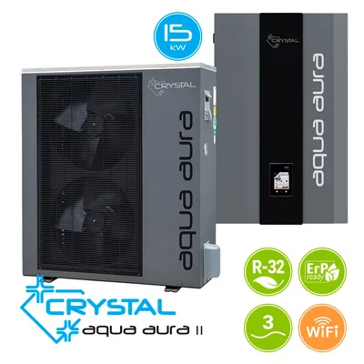 Инверторна термопомпа въздух-вода Crystal Aqua Aura II 15S, 15 kW, трифазна